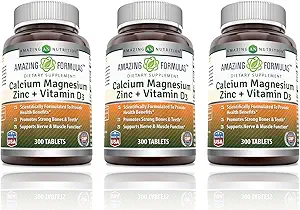 Amazing Formulasuba Magnezyum Çinko D3 Supplement | Non-GMO | Gluten Free | Made in USA (300 Count | 3 Pack)
