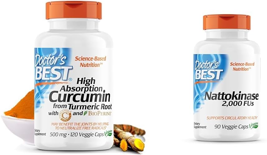Doktor'un BEST DRB-00107 Turmeric Root'tan C3 Kompleksi ve BioPerine 500 mg & Nattokinase - 2, 000 Enzyme, Desteks Heart Health & Circulatory & Normal Kan