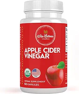 Apple Cider Vinegar Capsules 1000 mg | Organik Herbal Supplement | 60 Capsules