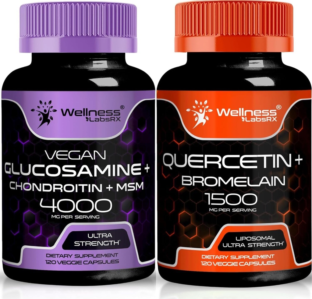 WELLNESS LABSRX Glucosamin Chondroitin MSM | Quercetin with Bromelain Capsules