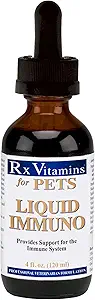 Rx Vitaminleri Sıvı Immuno Dog ve Cat Immune Support - Cats için L-Lysine - Köpekler için Reishi Mushroom Supplement - Feline & Canine Immune System Support - Bacon Flavor - 4 ozz