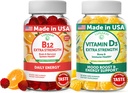 Lunakai Vitamin B12 ve D3 Gummies Sche - 3000 mcg B12 ve 25 mcg 1000 UI VIT D3 - Gluten Free, No Corn Syrup, Organic, Non-GMO, Plant Based Gelatin Free