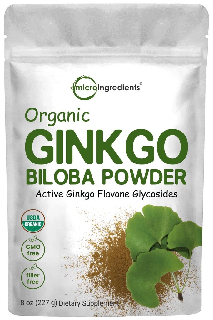 Mikro Malzemeler Raw Organic G Biloba Toz, 8 Ounce (18 Ay Supply), Filler Ücretsiz, Beyin Fonksiyonu ve Zihinsel Uyarılığı Destekler, Hayır GMOs ve Vegan Dostu Dostu Dostu