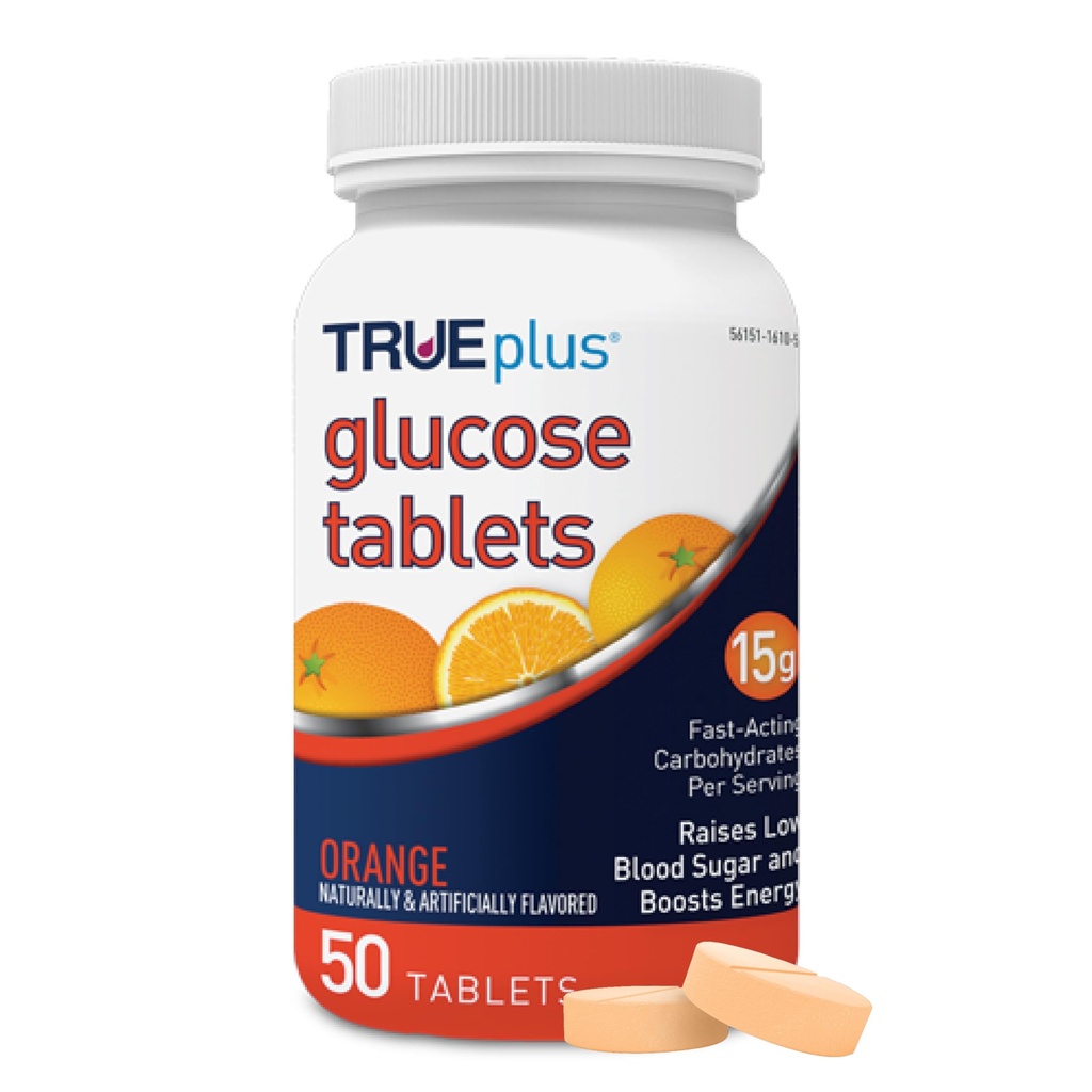 TRUEplus® Glucose Tabletleri, Orange - 50ct