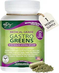 Dr. Liz Cruz Gastro Greens - Συμπλήρωμα Πράσινου, Συμπληρώματα Διατροφής με Βότανα, Συμπληρώματα για γυναίκες, άνδρες, και παιδιά, Μη-ΓΤΟ, Με βάση το φαγητό, 90 κάψουλες λαχανικών