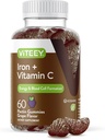 Viteey Iron Gummies - Σιδήρος με βιταμίνη C - Ενέργεια, υποστήριξη Bood και αναιμία συμπλήρωμα για γυναίκες & άνδρες - Vegan, χωρίς γλουτένη - 60 Count