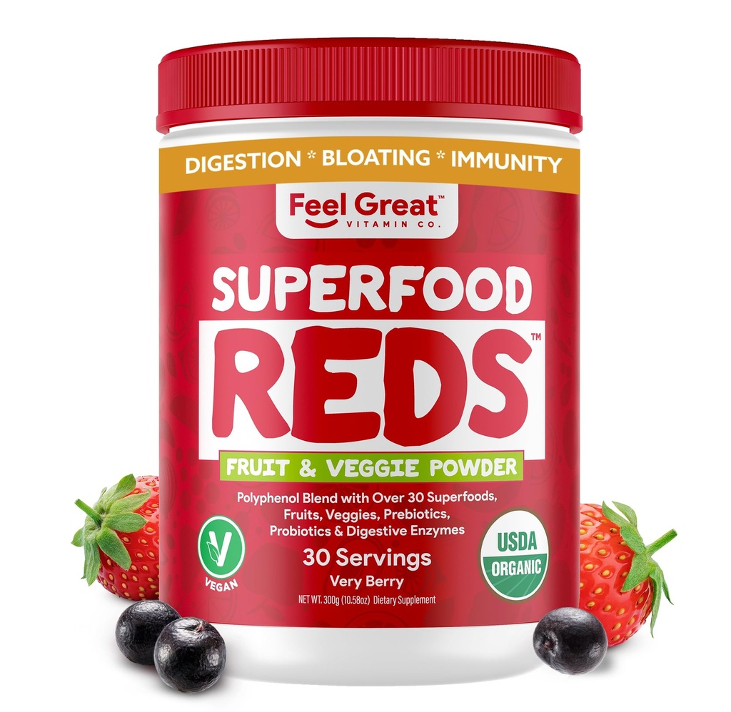 Νιώστε μεγάλη οργανική Superfood Reds σκόνη που συσκευάζεται με Beet Root σκόνη 