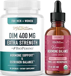 Herbal Hormon Dengesi Tincture & Ekstra Kuvvet DIM Supplement | Hormon Balancing Sche with 400 mg DIM Capsules (90 Hizmet) ve Sıvı Döngüsü Desteği Supplement for Women (60 Hizmet) için