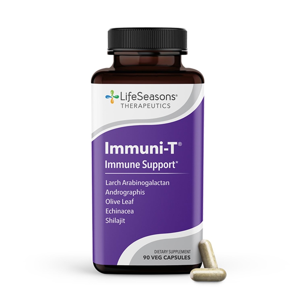 LifeSeasons Immuni-T - Immune Support Supplement - Immunity System Booster - Natural Cold & Flu Relief - Elderberry, Echinacea, Andrographis, Arabinogalactans & Olive Leaf - 90 Capsules