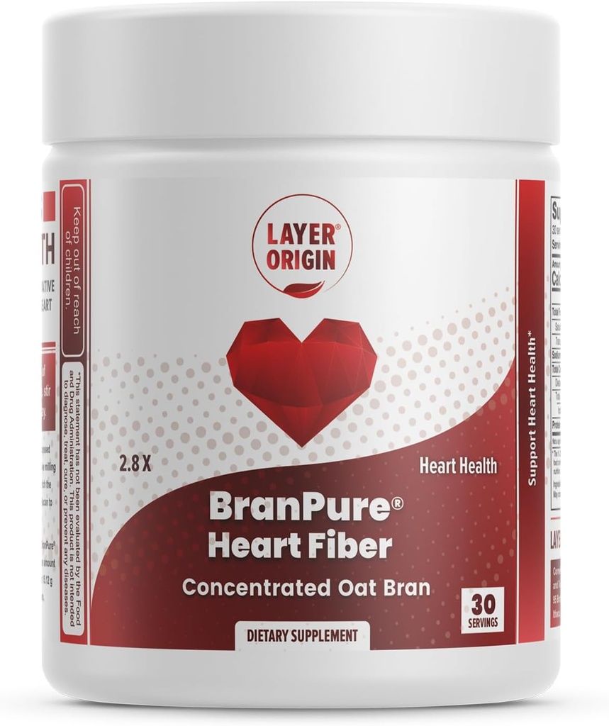 Katman Origin BranPure Heart Fiber, Super Tempd Oat Bran - PFAS gibi LDL-C ve Sonsuz Kimyasalları Azal Glucan, Unflavored Toz