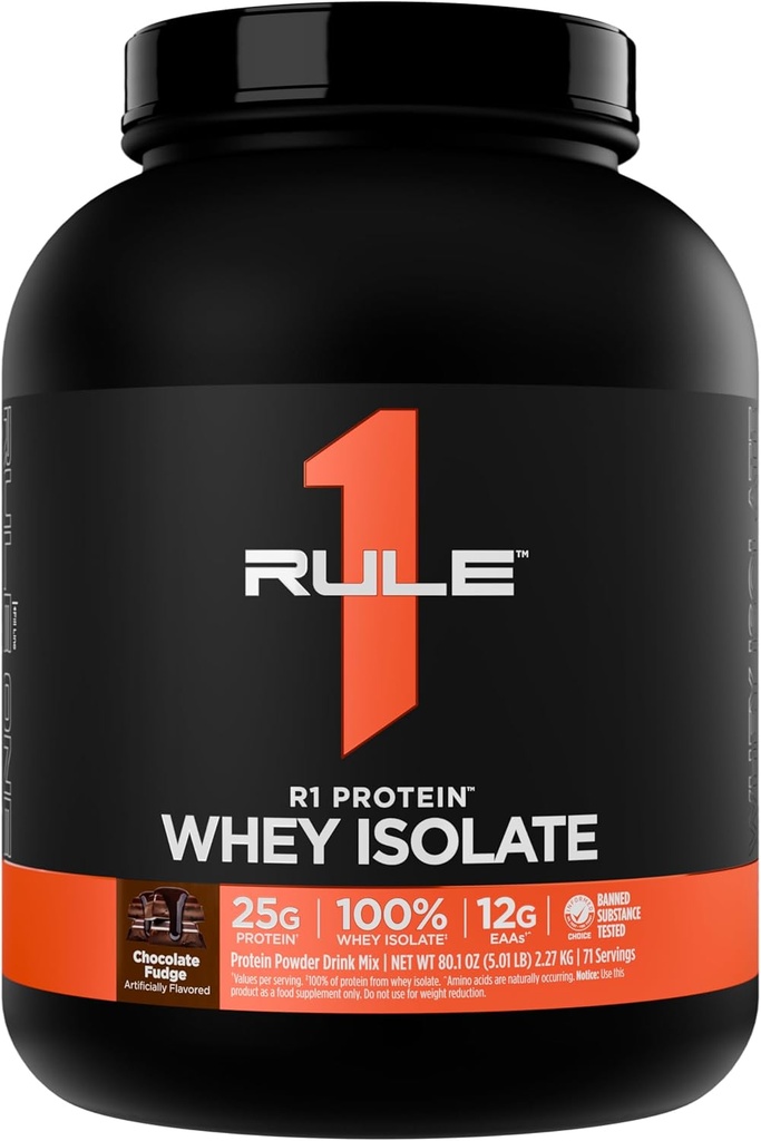 Kural 1 R1 Protein Whey Isolate - 25g protein & 6g BCAA, Workout Recovery (5 Pounds* Chocolate, Fudge) için izolasyonlu ve Hidrolyzed Kaynaklardan Özel olarak