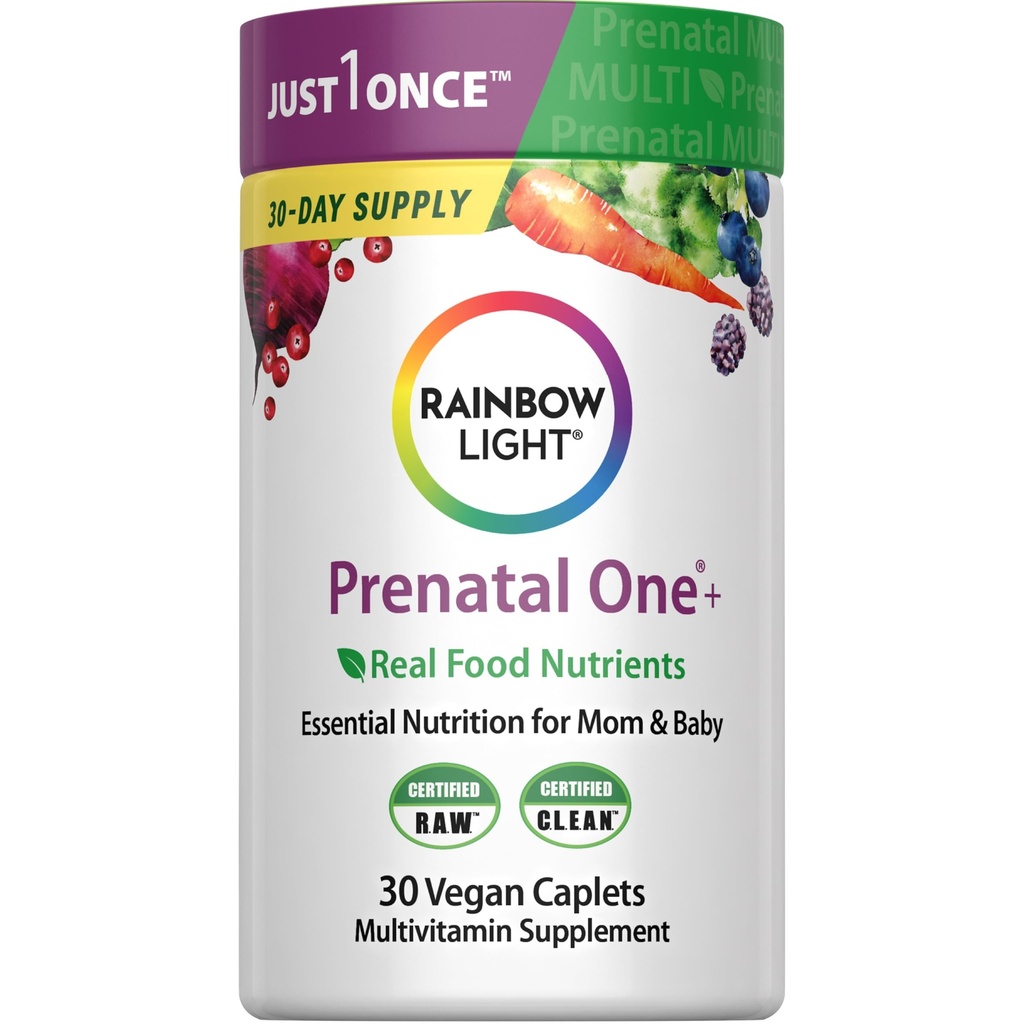 Rainbow Light High-Potency Prenatal One Multivitamin, Prenatal Health Multivitamin Supports Mom's Health and Baby's Development, With Vitamin C, Vegan, 30