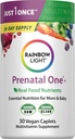 Rainbow Light High-Potency Prenatal One Multivitamin, Prenatal Health Multivitamin Supports Mom's Health and Baby's Development, With Vitamin C, Vegan, 30