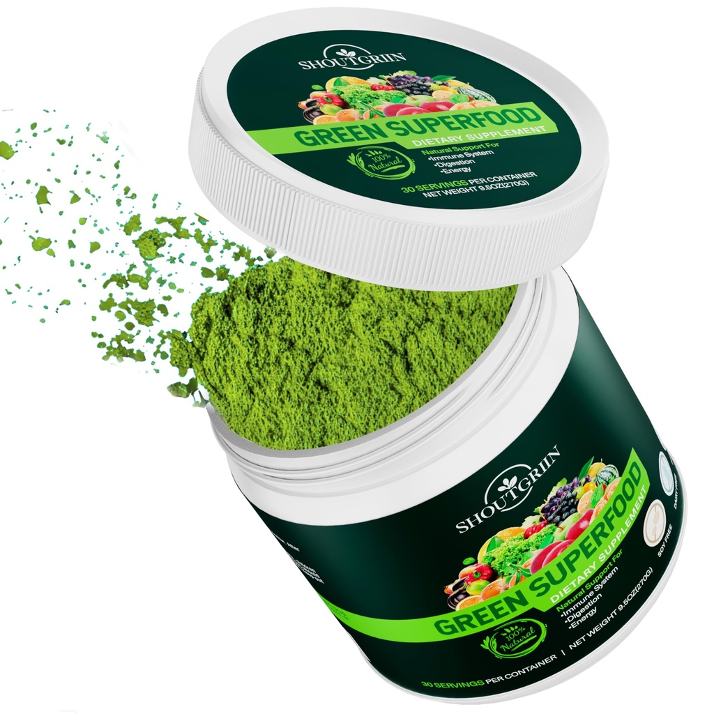 Πράσινο Superfood σκόνη – Βιολογικό συμπλήρωμα ημερήσιων πρασίνου με προβιοτικά, Digestive Ένζυμα, Αντιοξειδωτικά – Vegan, Keto, ζάχαρη-ελεύθερο – Ενέργεια & Gut Health Boost – 30 Υπηρεσίες
