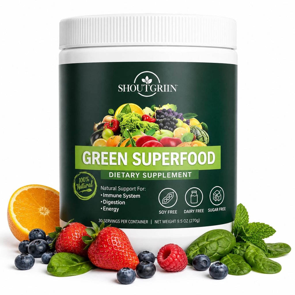 Green Superfood Powder — Βιολογικά Super Greens με 100 δις CFU Probiotics & Digestive Enzymes — Vegan, Keto, Sugar-Free Daily Greens Supplement — Ενέργεια, Υγεία και Ασυλία