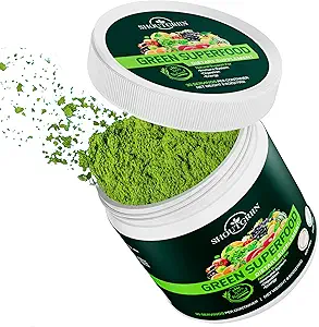 Green Superfood Powder – Organic Daily Greens Supplement with Probiotics, Digestive Enzymes, Antioxidants – Vegan, Keto, Sugar-Free – Energy & Gut Health Boost – 30 Servings