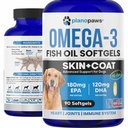 Omega 3 Köpekler için Balık Yağı - Köpekler için Salmon Yağı - Dog Fish Oil Supplement Shedding, Alerji, Itch Relief - Supports Kuru Skin, Joints - Dog Skin ve Coat Supplement - 90 Fish Oil Pills EPA DHA