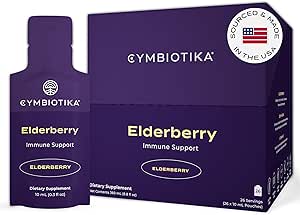 CYMBIOTIKA Adults Elderberry Boost Supplement – Βιολογικό Βατόμουρο με Βιταμίνη Ε για Ανοσολογική Υποστήριξη – Χωρίς Γλουτένη, Vegan, Keto (Pack of 26)