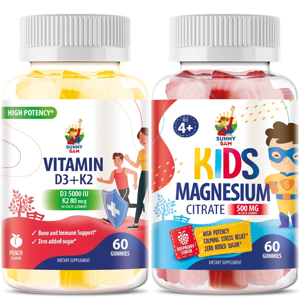 Çocuklar ve Vitamin D3 K2 Gummies 5000 IU - Immune & Bone Support - Sugar-Free Vitamin D Gummy Supplement - High-Ab component, Vegan, Gluten-Free Gummies for Yetişkinler