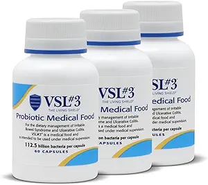 VSL #3, Digestive Health, IBS & UC Belirtileri - 112.5B CFUs, High-Potency, Multi-Strain, Live, Reerated Probiyotik, Medical Food for Gut Health Support in Men & Women, 180 Capsules