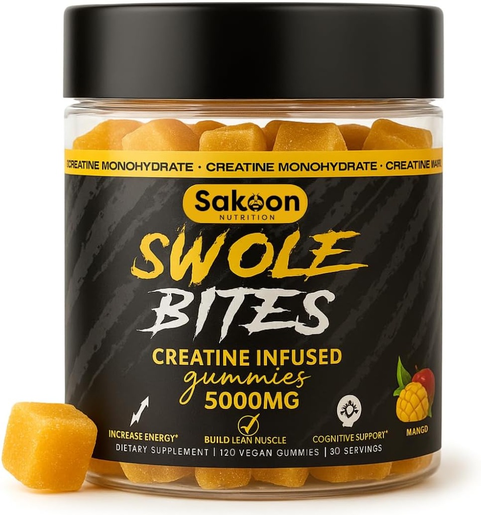 Creatine Gummies 5000mg – Vegan - Μυϊκός Οικοδόμος – Δύναμη & Ενεργειακή Υποστήριξη – 120 Count – Mango Flavor – Creatine Monohydrate Συμπλήρωμα για άνδρες & γυναίκες