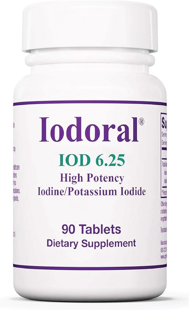 Optimox Iodoral 6.25 mg - Iodine Supplements for Yourroid Support, Lugol Çözüm, Günlük Vitaminler ve Mineraller, Yüksek Potency Iodine Tabletleri - 90 Tabletler 1-Pack