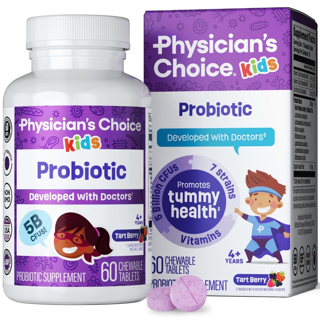 Doktor'un Çocuklar için Probiyotikleri - 7 Diverse Strains, Organik Prebiyotikler, Vitaminler ve Mineraller - Klinik olarak Studied L. Rhamnosus - Immune & Digestive Support - No Sugar or Yapay Dyes - 60ct