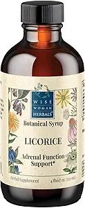 Wise Woman Herbals Botanical Syrup Licorice Botanical Syrup (Formerly Solid Extract) 4:1, Alcohol-Free, Digestive Comfort, Adrenal Balance, Immune, αναπνευστική & υγιής υποστήριξη της φλεγμονής, 4 Fl Oz