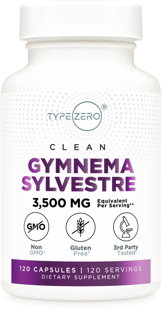 Tip Zero Clean Gymnema Sylvestre Capsules (120 Hizmet, 3,500 MG Eşdeğer Kişi) - Non-GMO, Gluten Free
