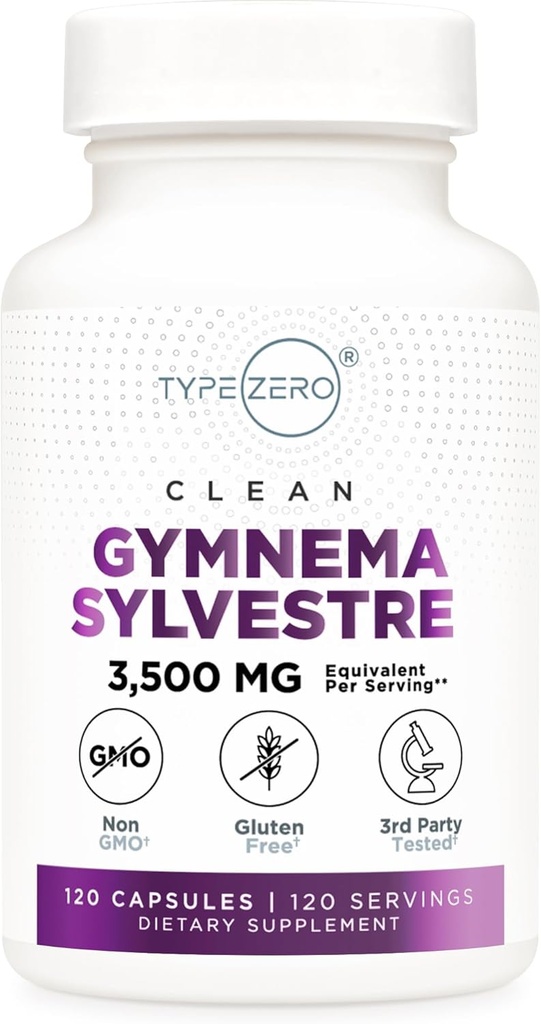 Tip Zero Clean Gymnema Sylvestre Capsules (120 Hizmet, 3,500 MG Eşdeğer Kişi) - Non-GMO, Gluten Free