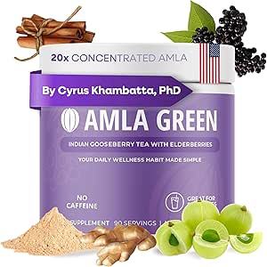 Amla Toz & Immunity Blend Superfood Supplement with Elderberry, 20x Ultra Tempd Amla, Immune Support, Made with Ginger, Cinnamon, Peppermint, Indian Gooseberries, Immunity, 90 hizmet