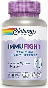 SOLARAY Immu fight maximum Daily Defense, All Day Immune Support, C, Vitamin D, çinko, Probiyotikler, Monolaurin, Acerola & More, Vegan & Gluten Free, 60 Day Garanti (180 CT, 60 Serv)