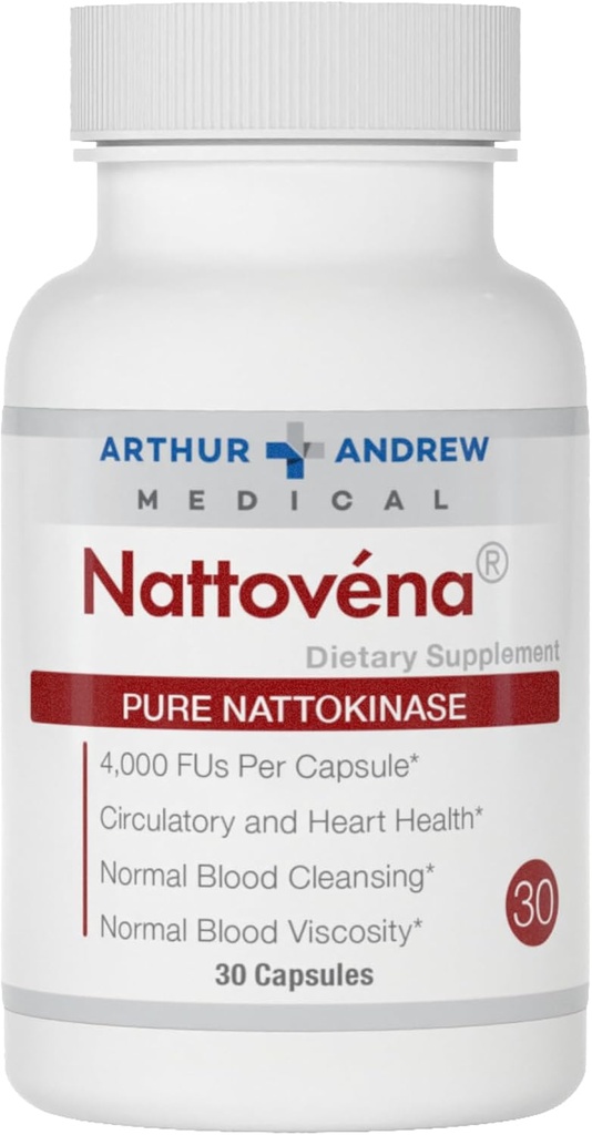 Arthur Andrew Medical - Nattovena, Καθαρή Νατοκινάση, Κυκλοφορική και Καρδιακή Υγεία, Vegan, Μη ΓΤΟ, 30 Κάψουλες