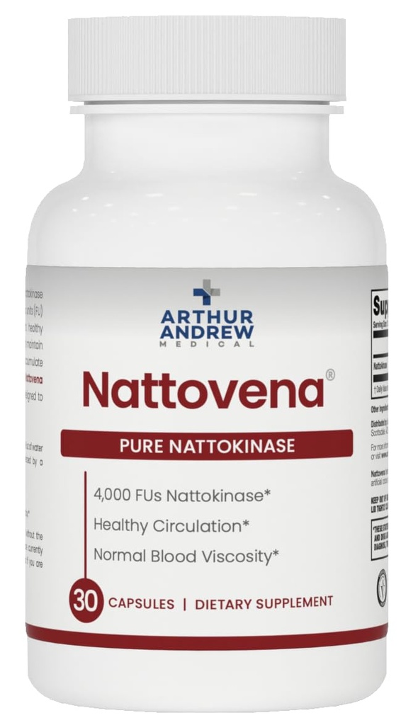 Arthur Andrew Medical - Nattovena, Καθαρή Νατοκινάση, Κυκλοφορική και Καρδιακή Υγεία, Vegan, Μη ΓΤΟ, 30 Κάψουλες