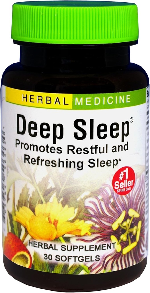 Herbs Etc. Deep Sleep Softgels - Herbal Sleep Support Supplement - Rest & Calming Support with Passionflower, Chamomile & Lemon Balm - 30 Softgels (30 hizmet)