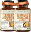 Ashwagandha Turmeric Curcumin Supplement with Ginger - Organik Turmeric Supplement, Curcuminoids), Ortak Sağlık, Enerji ve Immune Desteği için Ginger Root. 2 Pack