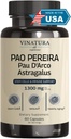 VINATURA Pao Pereira + PAU D'Arco, Astragalus - 1300MG, ABD Made & Tested, Stem Hücreleri ve Immune Desteği, 60 Capsules