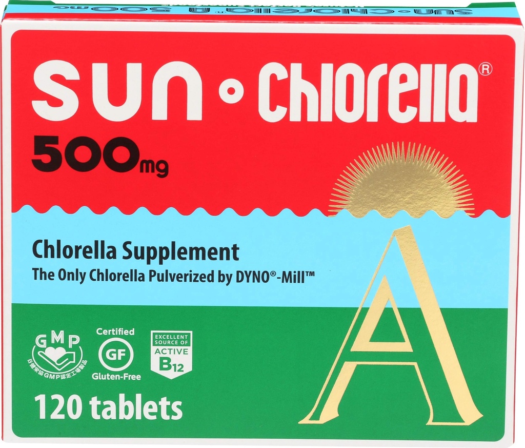 Sun Chlorella 500mg Ολόκληρο το σώμα Wellness Green Algae Superfood Supplement - Ανοσολογική Άμυνα, Υγεία των Ούλων, Φυσικός Καθαρισμός, Ενεργειακή Ενίσχυση - Χλωροφύλλη, B12, Σιδήρος, Πρωτεΐνη - Μη- ΓΤΟ - 120 δισκία