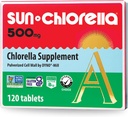 Sun Chlorella 500 mg Whole Body Wellness Green Algae Superfood Supplement - Immune Defense, Gut Health, Natural Purification, Energy Boost - Chlorophyll, B12, Iron, protein - Non-GMO - 120 Tablet