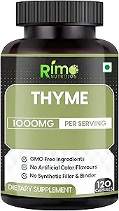 Youme Herbal Supplement Vegetarian Capsules (Thymus Vulgaris) pet Leaf (120 Capsules) 1000 mg Per Servis