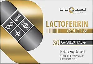 Lactoferrin Gold 1.8 - Immune Support, Digestive Health ve Iron Abxia - Lactose-Free, Gluten-Free, Non-GMO (30 Count)