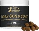 K9-Innovations - Daily Skin & Coat Dog Chews Salmon Flavor - Take Itching & Paw Chewing, Omega 3 & VIT C for Skin Health - 1-4 Moon Supply (120qty)