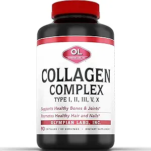 Olympian Labs Multi Collagen Kompleksi I, II, III, V, X, Hair, Nails, Joint, Gut Health, 90 Caps, 30-Day Supply, 90 Caps, 30-Day Supply, 90 Caps, 30-Day Supply,