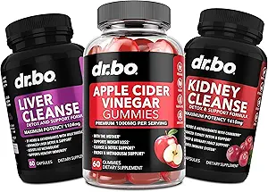 ACV Gummies & Liver Kidney Cleanse - 1000MG Apple Cider Vinegar Gummies & Liver Cleanse Kidney Detox Capsules for Digestion, Gut Health, Cleansing, Detox, Flushing & Metabolism