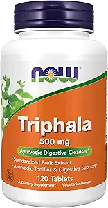 NOW Foods Supplements, Triphala 500 mg, Combination of Harada, Amla and Behada, 120 Tablets