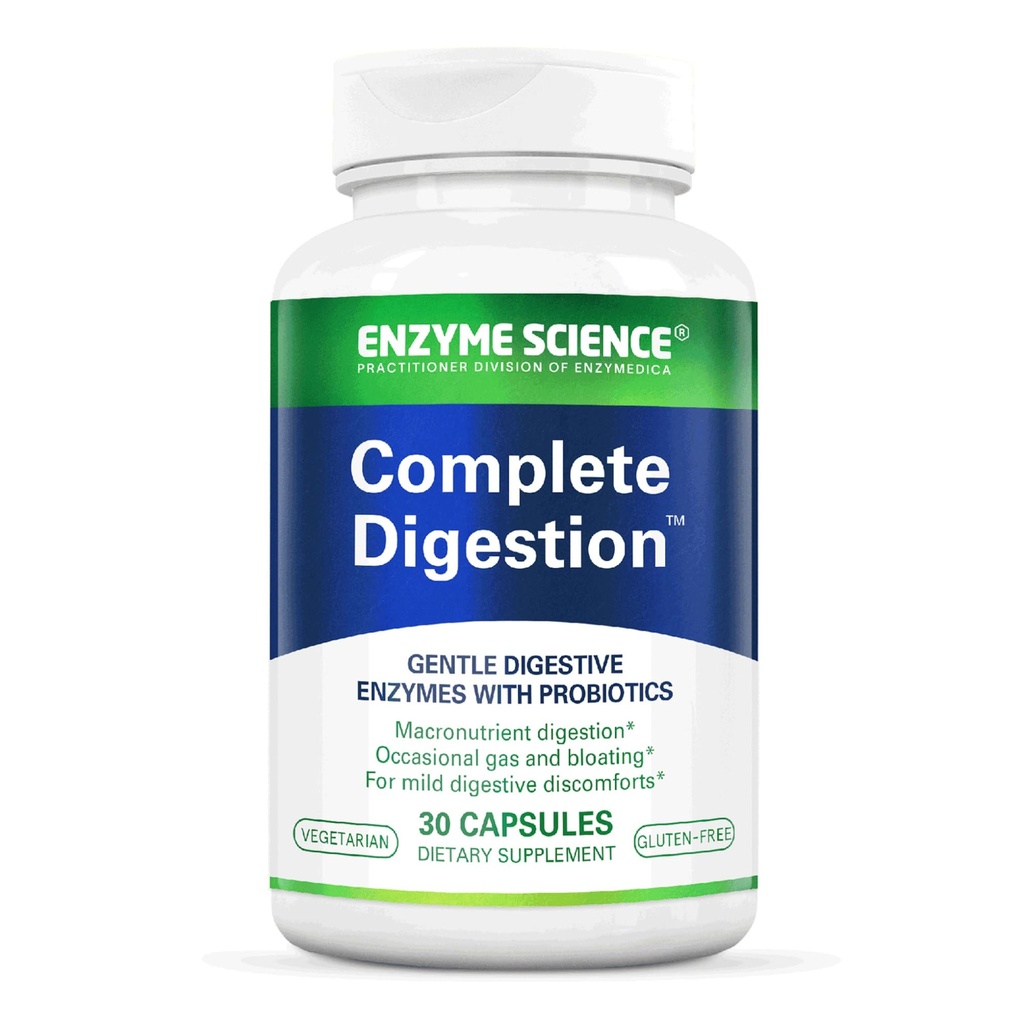 Enzyme Science Complete Digestion - Digestive ένζυμα για τις γυναίκες και για τους άνδρες με προβιοτικά - 3-in1 Gut Health Support for Digestion - Digestive health – Enzimas peptivas y probioticos - 30 Κάψουλες