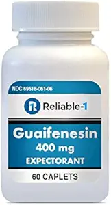 Reliable-1 Laboratories Guaifenesin 400 mg Caplets Cough and Mucus Relief | Expectorant for Chest Congestion | 60 Caplets