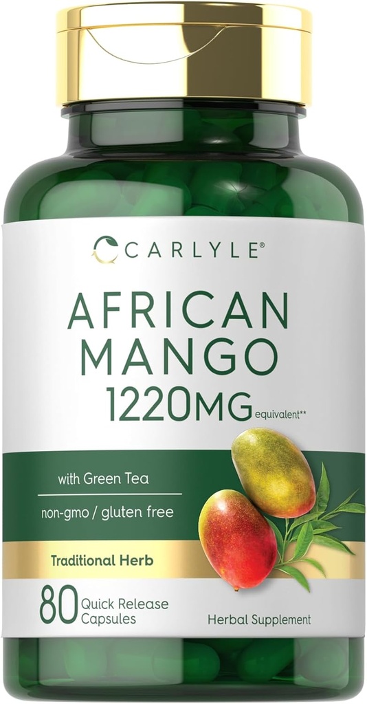 Carlyle African Mango Supplement 1220mg | 80 Capsules | Green Tea Extract | Non-GMO, Gluten Free