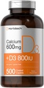 Horbäachelli Supplement with Vitamin D3 | 600 mg | 500 kaplama Caplets | for Women and Men | Non-GMO & Gluten Free