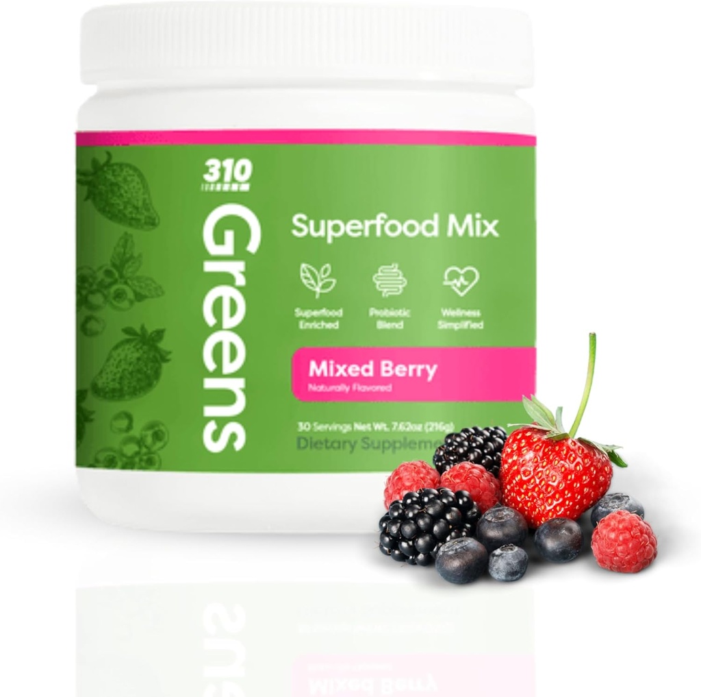 310 Beslenme Organik Superfood Greens Toz – Super Green Toz Supplement Daily Greens Spirulina, Sebze Enzymes & Antioksis – Immunity Boost – karma Berry, 30 Hizmet